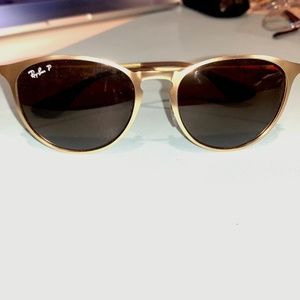 Erika Metal Ray-Ban Sunglasses matteGold & Brown-Gradient Lenses w/ leather case
